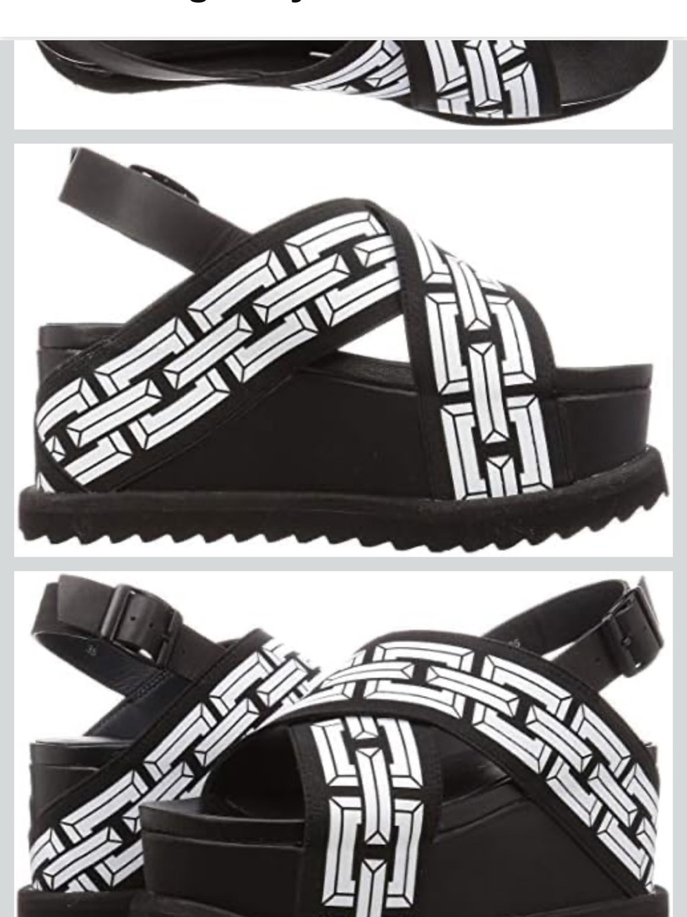 United Nude Black Platform Sandals with White Chain-Print Straps - Picture 6 of 17